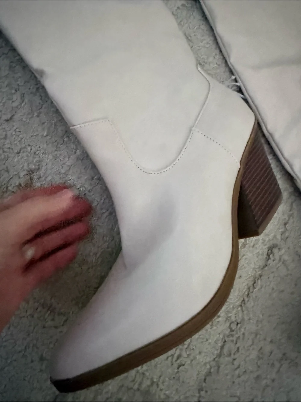 Women's Cream Tall Western Block Heel Boots